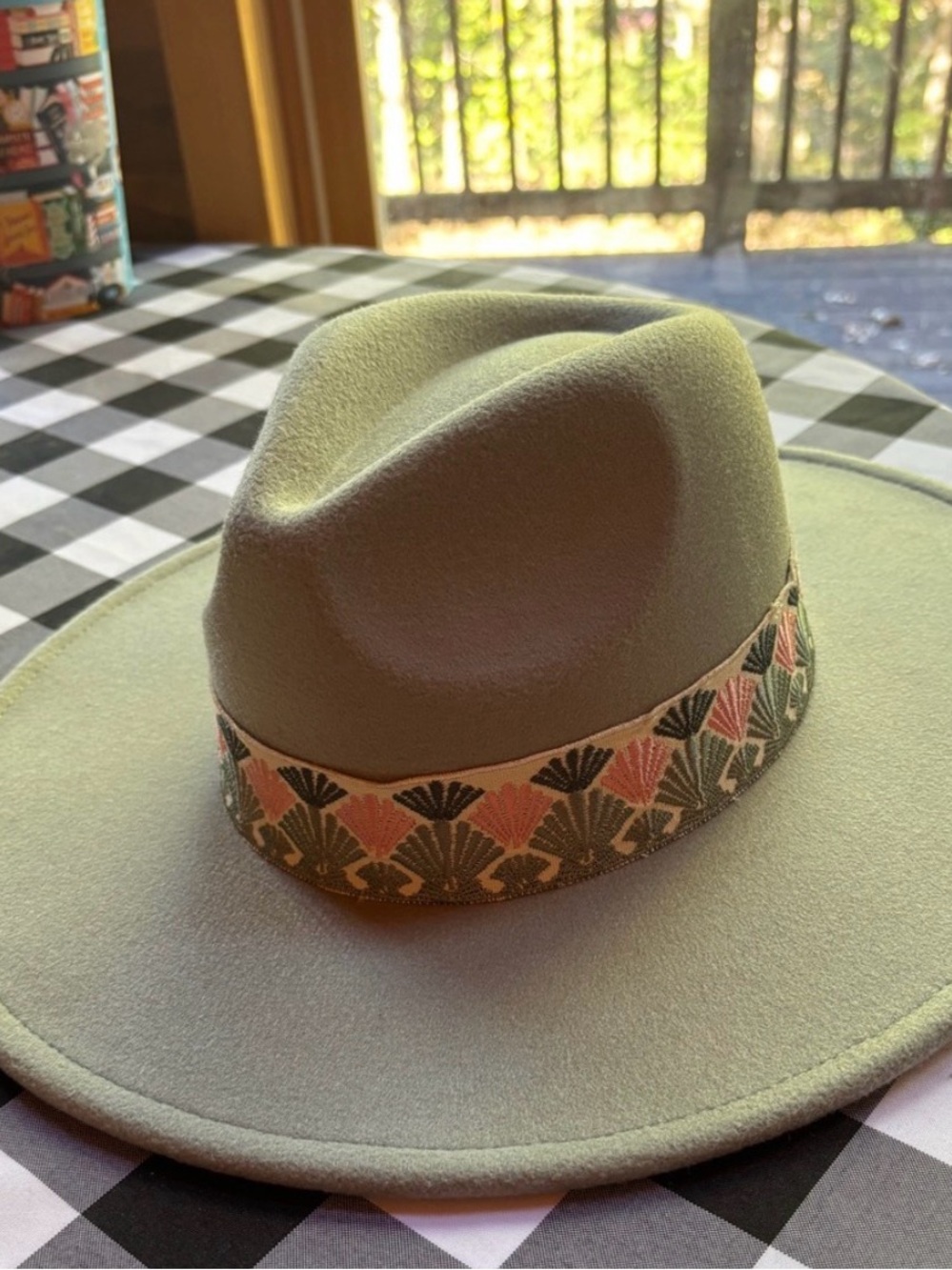 NWT-Altar'd State Olive Green Felt Fedora with Decorative Band